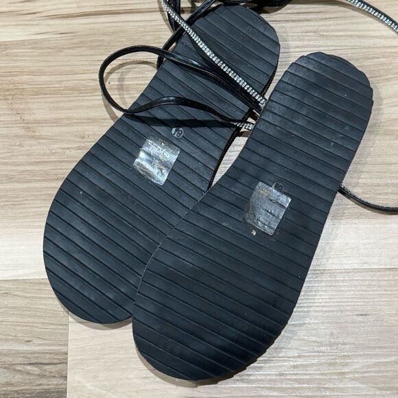 NEW Azalea Wang Switching Positions For You Flat Sandal Black Silver Women’s 8.5 - Picture 4 of 4